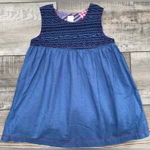 Tea Collection Demin Smocked Plaid Picnic Sundress Reversible Design Dress 2T